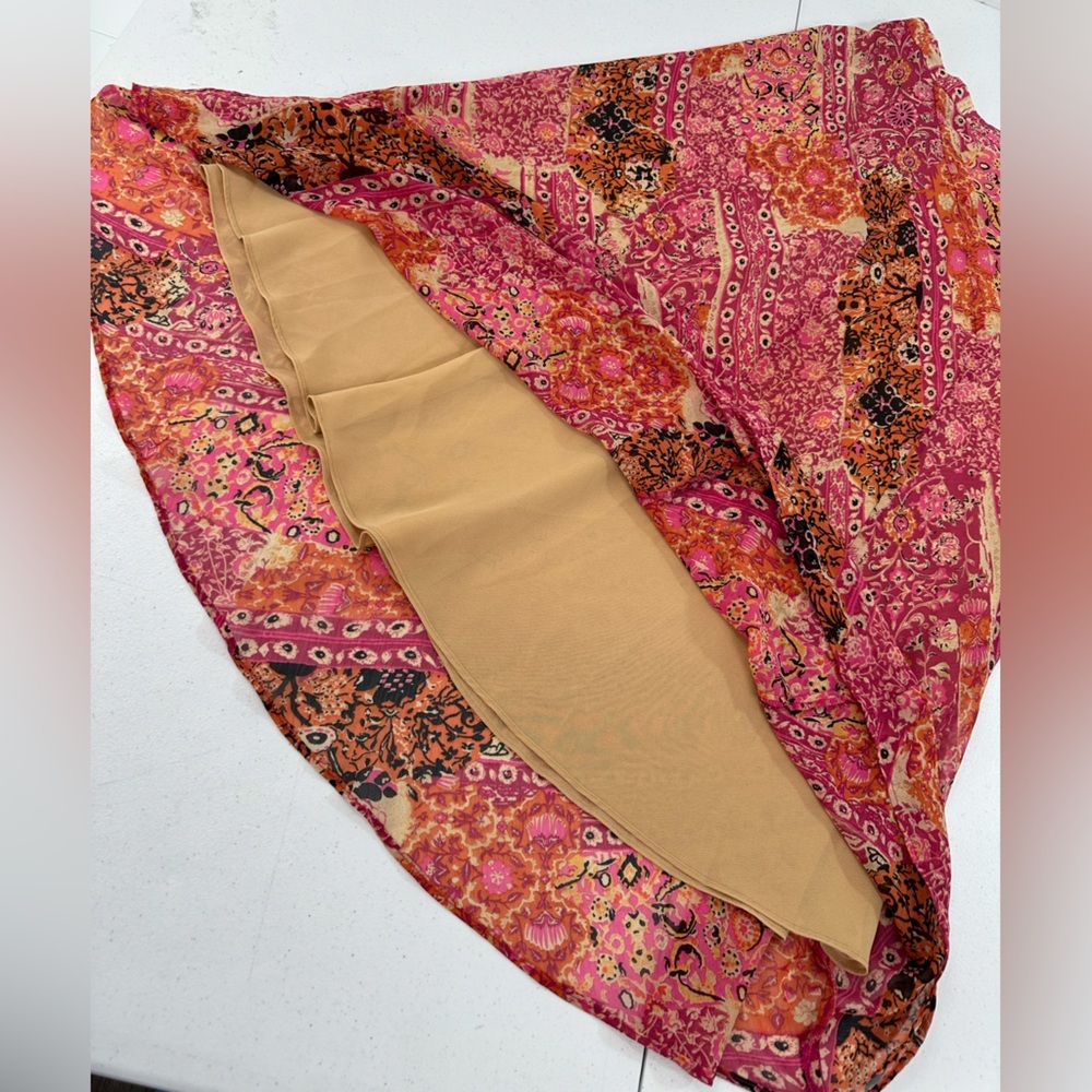 Napa Valley Paisley Midi Skirt Pink Orange Vintage Y2K Whimsical Fae Fairy Sz 12 - Picture 8 of 11